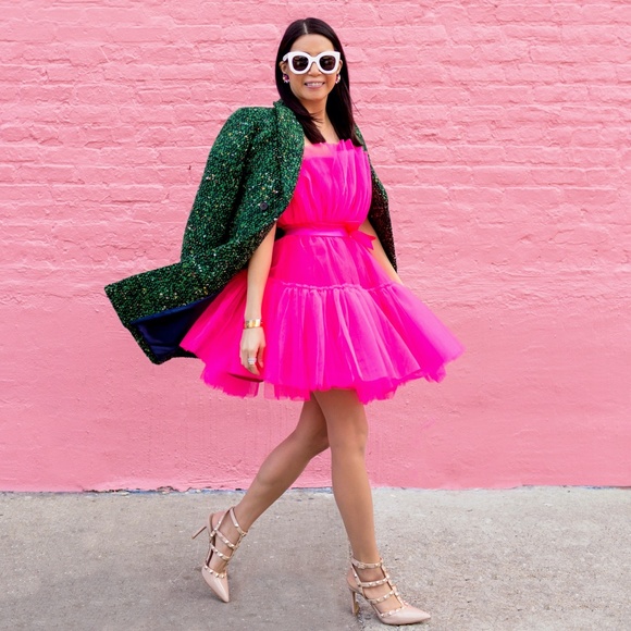 shein hot pink tulle dress